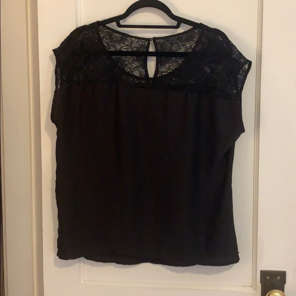 Guess silk black lace top